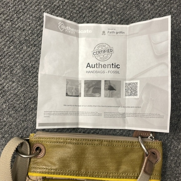 Fossil Keyper quilted shoulder bag green mustard yellow brown strap - Picture 5 of 6